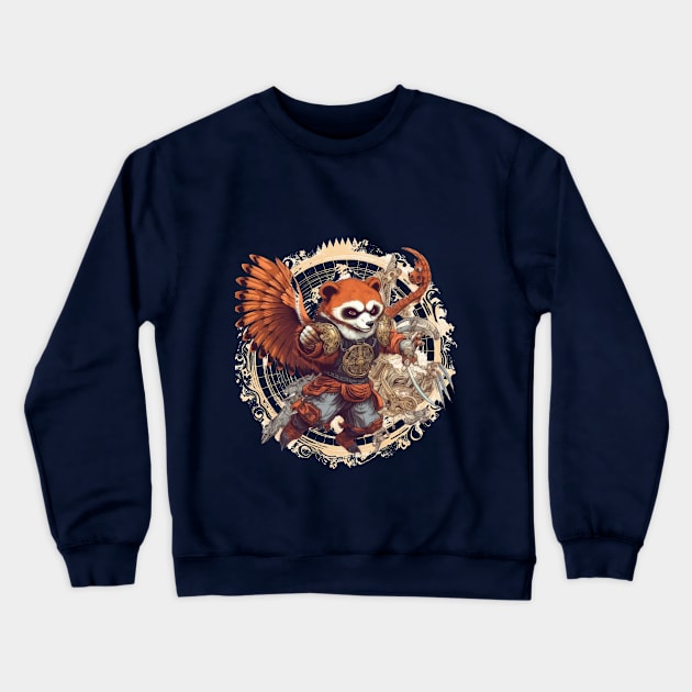 Red Panda Kung-Fu - Flying and Fighting with Furry Fury Crewneck Sweatshirt by MerlinArt